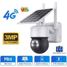 Camera de Surveillance Solaire Exterieure ptz 3MP 4G Sim-carte Audio Bidirectionnel Protection cctv
