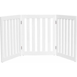 Barrière pour Chien 3 Panneaux en Bois Autoportante Charnières Métalliques à 360° Antidérapants