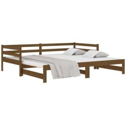 Lit coulissant Marron miel 2x(90x190) cm Bois de pin massif Vidaxl marron miel