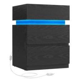 Vasagle Table de Chevet, avec Bande led Multicolore Réglable, 3 Tiroirs, Table d'Appoint de Style