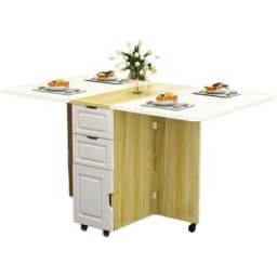 Bakaji - Table à manger Table à manger Cuisine mobile Tiroirs peu encombrants pliants avec roulettes