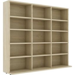 Tagère de Rangement pour cd/dvd Bibliothèque - pour Bureau Salon Chambre Cuisine Chêne sonoma