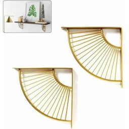 Supports d'étagère triangulaires festonnés en métal doré flottant, lot de 2 supports d'angle