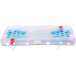 Matelas à Bière Pong avec led 160x84x19 cm Bleu Jeu de boisson de piscine Table de Beerpong
