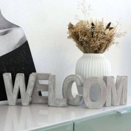 Lettres en béton gris Lettre w - 15cm Figurines artistiques ciment déco à poser - gris