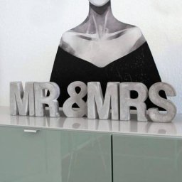 Lettres en béton gris Lettre & - 15cm Figurines artistiques ciment déco à poser - gris