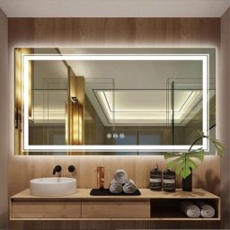 Luvodi - Miroir Salle de Bain Lumineux - Miroir Mural led Salle de Bain Doubles Bandes led