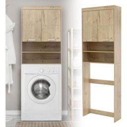 Armoire pour machine à laver 63x24x187 cm armoire haute mdf chêne salle de bain