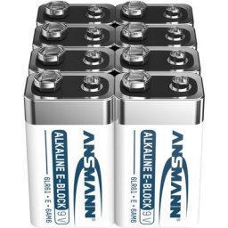 Ansmann Piles alcalines 6LR61 pour détecteurs de fumée, systèmes d'alarme, etc. (8 pces)