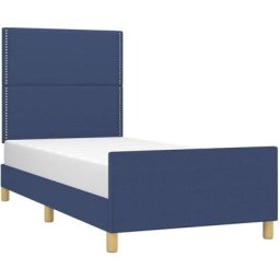 Cadre de lit avec tête de lit Bleu 100 x 200 cm Tissu Vidaxl Bleu