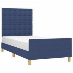 Cadre de lit avec tête de lit Bleu 100 x 200 cm Tissu Vidaxl Bleu