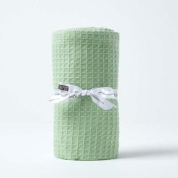 Couverture naturelle en coton biologique coloris vert sauge 125 x 150 cm - Rose - Homescapes