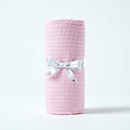 Couverture naturelle en coton biologique coloris rose 125 x 150 cm - Rose - Homescapes