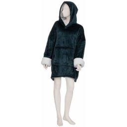 Plaid sweat doublé à capuche Bleu égéen l/xl - Bleu égéen