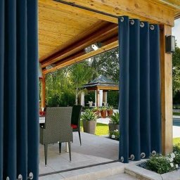 Rideaux d'extérieur imperméables coupe-vent haut bas oeillet bleu marine 4x5ft occultant gazebo
