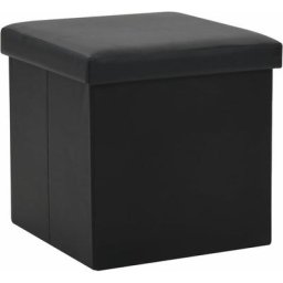 Tabouret de rangement pliable Noir Similicuir Vidaxl Black
