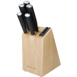 Set classique de 5 couteaux en acier japonais avec aiguisoir et bloc en bois de bouleau - Kitchenaid
