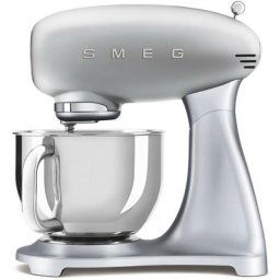 Smeg - Robot patissier Gris métal 800W 4.8L 10 vitesses design années 50 Accessoires inclus