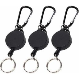 Porte Badge Enrouleur, 3 Pcs Porte-clés Rétractable, Dérouleur Badge, Porte Clé Yoyo, Mousqueton