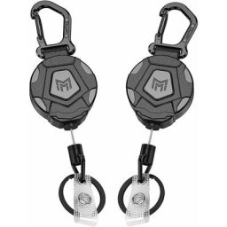 Paquet de 2 porte-clés rétractables, porte-badge mousqueton robuste, bobine de badge