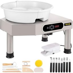 Roue de Poterie 350W 25cm Tour de Potier electrique Gris avec Pedale, 0-300 tr/min Machine a Tour