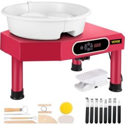 Roue de Poterie 350W Tour de Potier electrique Rose avec Pedale ecran Tactile lcd, Machine de