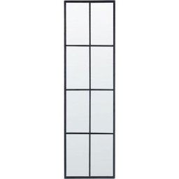 Miroir Mural Noir en Métal 38 x 132 cm en Forme de Fenêtre à 8 Carreaux Camon - Noir