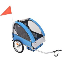 Vidaxl - Remorque de vélo pour enfants Gris et bleu 30 kg Grey and dark blue