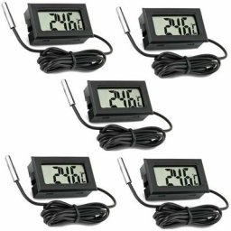 Lot de 5 thermomètres lcd numériques avec sonde externe pour voiture, réfrigérateur, congélateur,