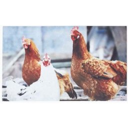 Homescapes - Paillasson imprimé poules en pvc, 76 x 45 cm - Imprimé