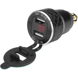 12V-24V 4.2A Voltmètre Rouge Moto Double Chargeur usb Socket pour bmw Moto - Noir uniquement aux