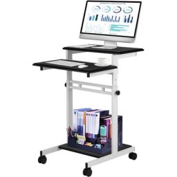 Bureau deOrdinateur Portable Pneumatique Mobile Poste de Travail Mobile Assis-Debout avec 4