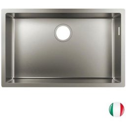 Evier à encastrer sous plan 1 bac Hansgrohe S71 660 avec vidage manuel inox