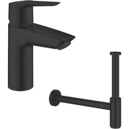 Mitigeur lavabo Grohe Start ouverture eau froide noir s avec siphon noir