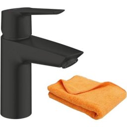 Mitigeur lavabo Grohe Start ouverture eau froide noir s + microfibre