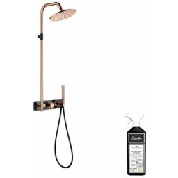 Paini France - Colonne de douche à encastrer paini Fusion Gold rose et Noir mat + nettoyant Briochin
