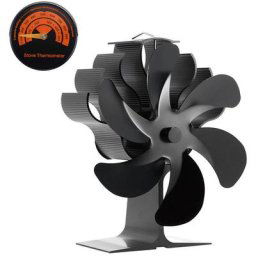 Ventilateur de cheminee noir a 6 lames, bruleur a bois, ecologique, silencieux, Distribution de