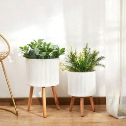 Paco Home Pot De Fleurs Cache-Pot Grand Bac Intérieur Pot De Plantes Lot Osier Tressé Bois Blanc,
