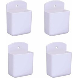 Lot de 4 supports de télécommande blancs support de télécommande support mural boîte de rangement