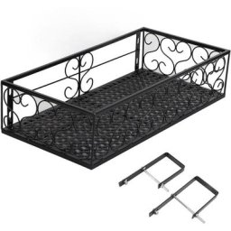 Tagère à fleurs pendante pour balcon, support à fleurs support suspendu en fer forgé étagère