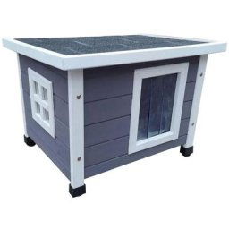 Maison d'extérieur pour chats 57x45x43 cm Bois Gris et blanc Gris - @pet