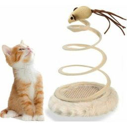 Chat Jouet Souris Chiffon Souris avec Ressort Antidérapant Base en Bois Mobile Souris Jouet Toy