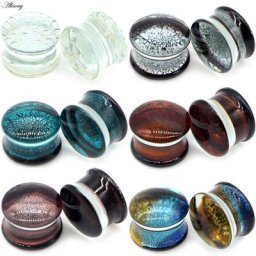 Alisouy – boucles d'oreilles rondes en verre craquelé 2 pièces bouchons d'oreille extenseur