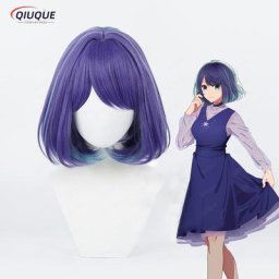 Perruque Cosplay Synthétique Courte Violet Mixte Bleu Anime Okr No Ko Akane Kurokawa Bonnet