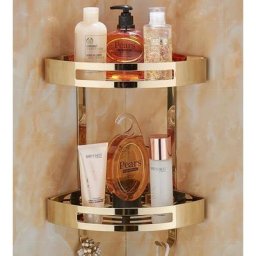 HOShelves-Étagère d'angle de luxe en acier inoxydable HORegina porte-shampooing doré panier à