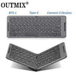 OUTMIX-Clavier Bluetooth Pliable USB Type C Windows Android IOS iPad Ordinateur Tablette PC