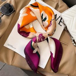 Foulard imitation soie pour femmes imprimé en plein air luxe décoration pour les cheveux