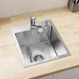 Vier 1 Bac 40 × 45 cm Évier Cuisine 304 Montage à Encastrer ou à Fleur de Plan Au Moins 40 cm du