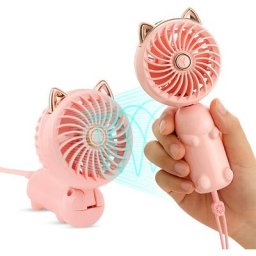 Rose - Mini ventilateur portable avec batterie rechargeable et 3 vitesses, joli ventilateur