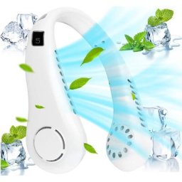 Ventilateur de cou portable sans lame 5 vitesses Affichage numerique 3000 mAh Grande capacite